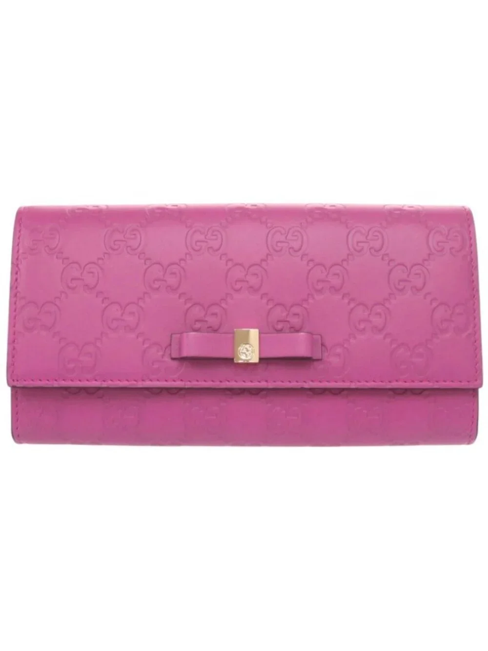 Gucci Guccissima Ribbon Motif Leather Purple Wallet